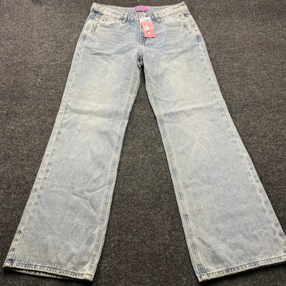 Edikted Wide Leg Jeans Light Blue Denim Size Medium NWT 2864